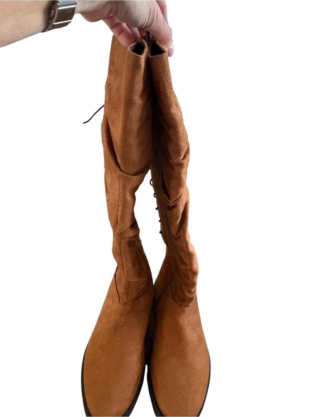 Journee Collection Tan Suede Over-the-Knee Slouch Boots